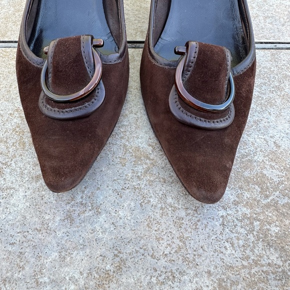 Salvatore Ferragamo Rasia Brown Suede 2" Kitten Heels - Picture 4 of 15